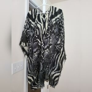 Multi-Animal Print Merino Wool Blend Cape